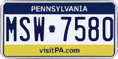 PA license plate MSW7580