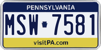 PA license plate MSW7581