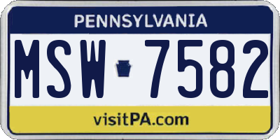 PA license plate MSW7582