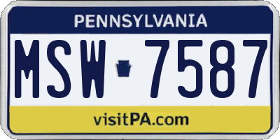 PA license plate MSW7587