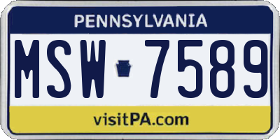 PA license plate MSW7589