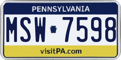 PA license plate MSW7598