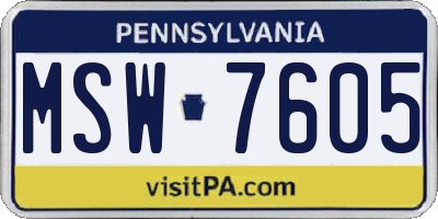 PA license plate MSW7605