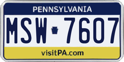 PA license plate MSW7607