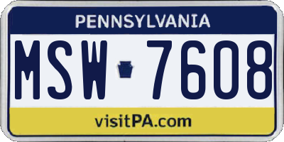 PA license plate MSW7608