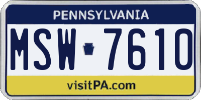 PA license plate MSW7610