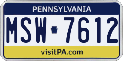 PA license plate MSW7612