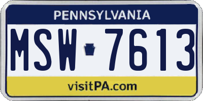 PA license plate MSW7613