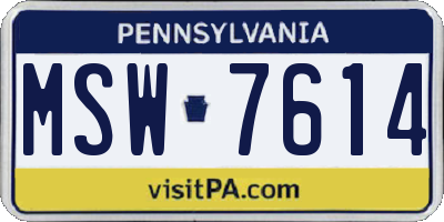 PA license plate MSW7614
