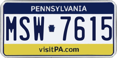 PA license plate MSW7615