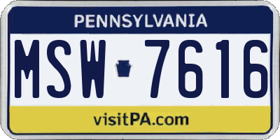 PA license plate MSW7616