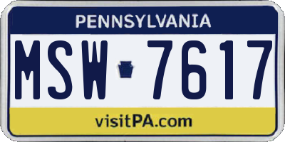 PA license plate MSW7617