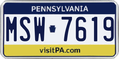PA license plate MSW7619