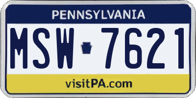 PA license plate MSW7621