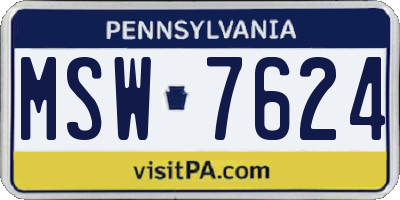 PA license plate MSW7624