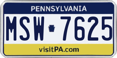 PA license plate MSW7625