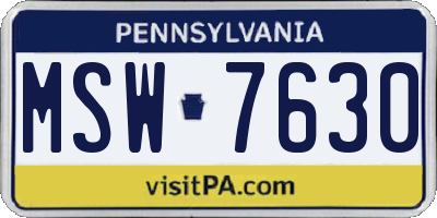 PA license plate MSW7630