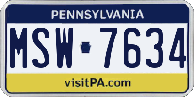 PA license plate MSW7634