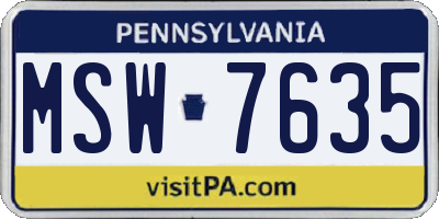 PA license plate MSW7635