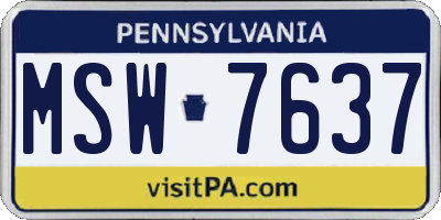 PA license plate MSW7637