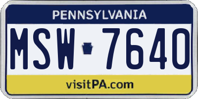 PA license plate MSW7640