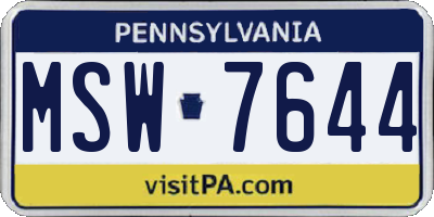 PA license plate MSW7644
