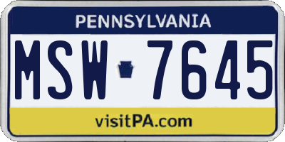 PA license plate MSW7645