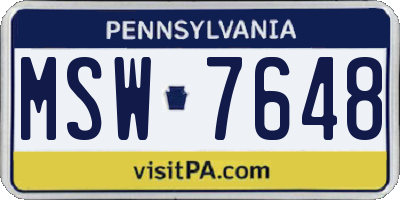 PA license plate MSW7648