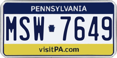 PA license plate MSW7649