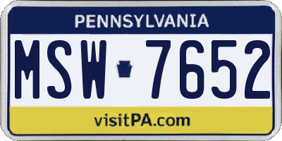 PA license plate MSW7652