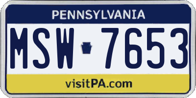 PA license plate MSW7653