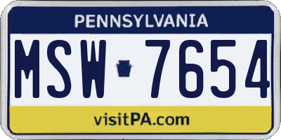PA license plate MSW7654