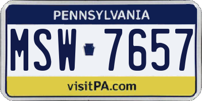 PA license plate MSW7657