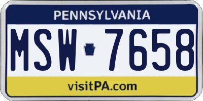 PA license plate MSW7658