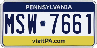 PA license plate MSW7661
