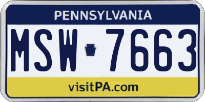 PA license plate MSW7663