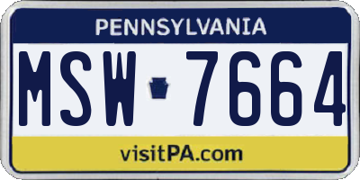 PA license plate MSW7664