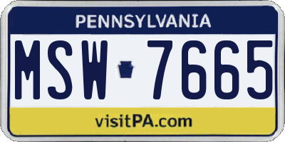 PA license plate MSW7665