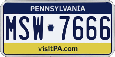 PA license plate MSW7666