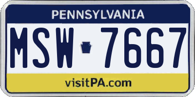 PA license plate MSW7667