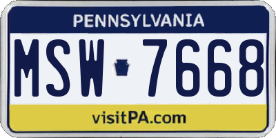 PA license plate MSW7668
