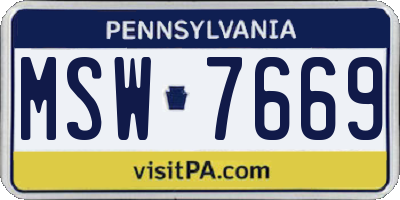 PA license plate MSW7669