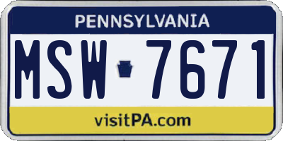 PA license plate MSW7671