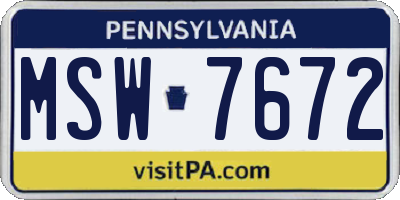 PA license plate MSW7672