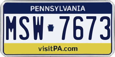 PA license plate MSW7673