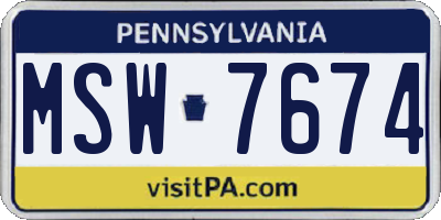 PA license plate MSW7674