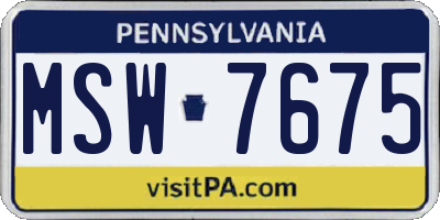 PA license plate MSW7675