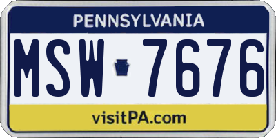 PA license plate MSW7676