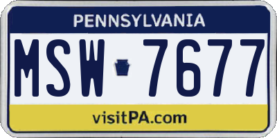 PA license plate MSW7677