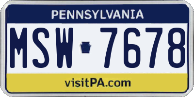 PA license plate MSW7678